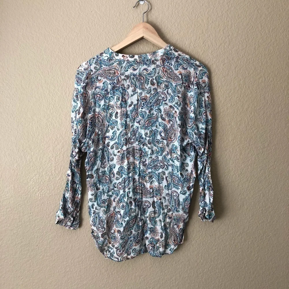 Zara woman Printed sheer rolled sleeve blouse - Picture 4 of 5